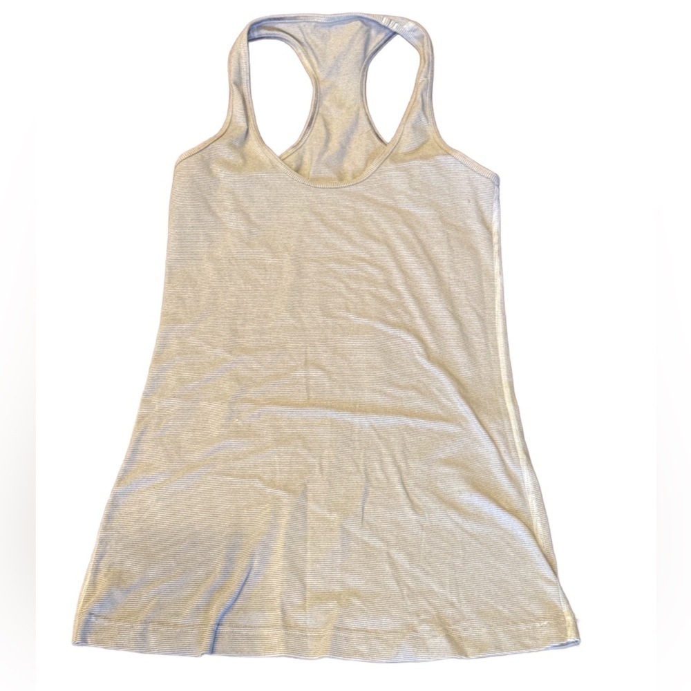 Lululemon Striped Classic Racerback Tank White Gray Size 4